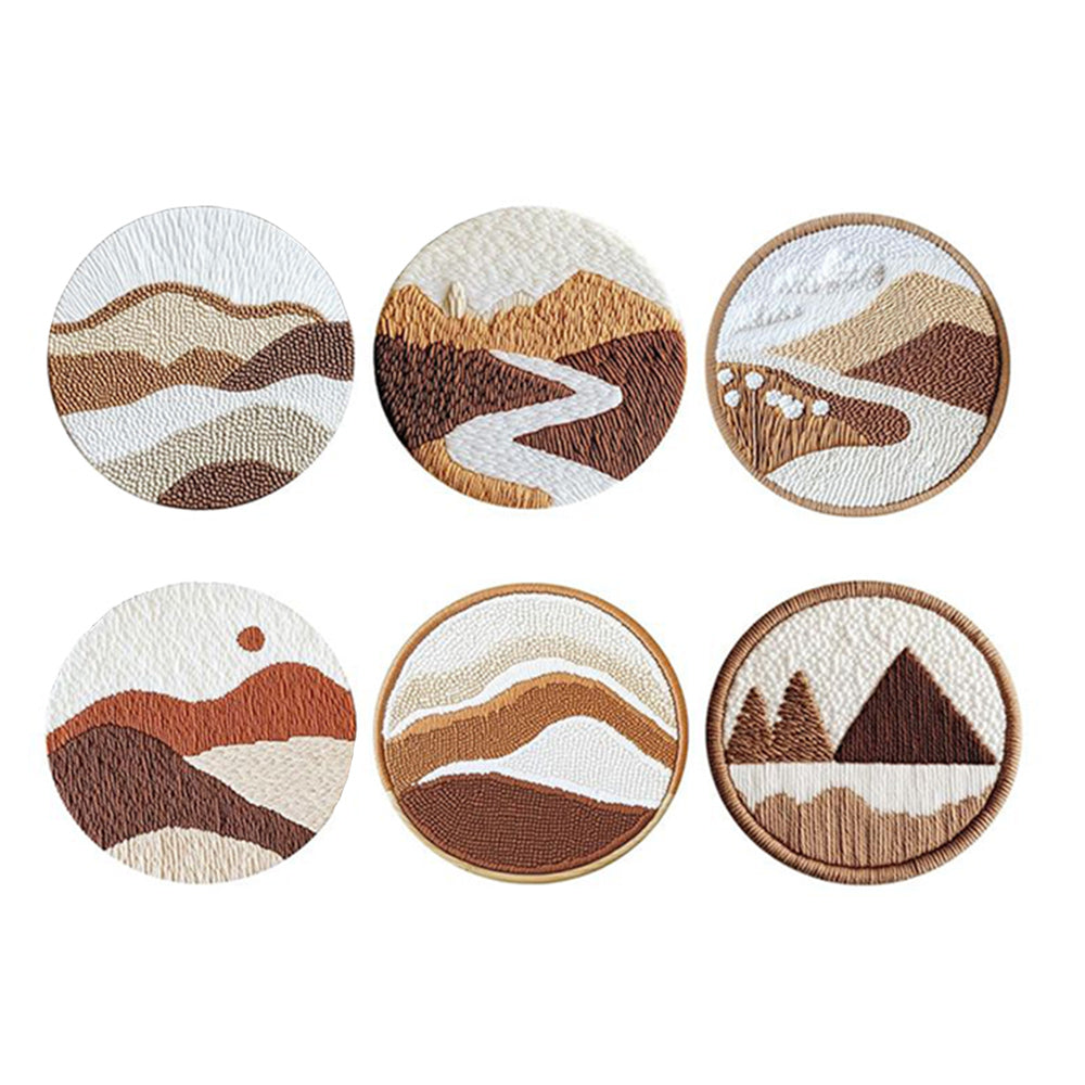 Autumn Scenery Punch Needle Coasters Kits 6 Pack
