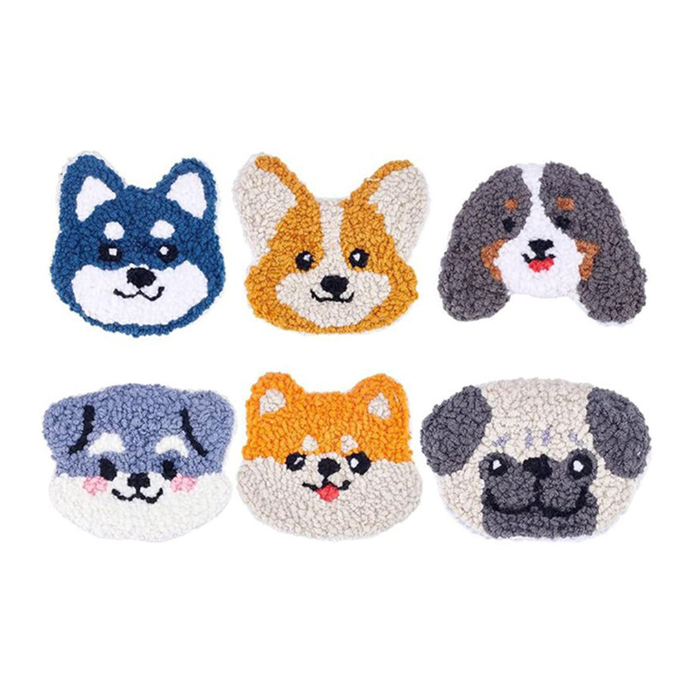 Different Dogs Punch Needle Coasters Kits 6 Pack