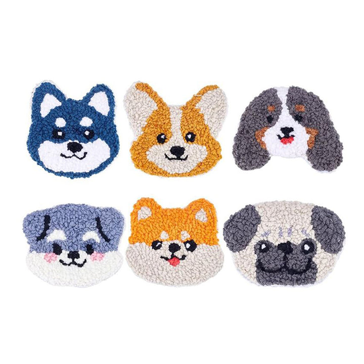 Different Dogs Punch Needle Coasters Kits 6 Pack