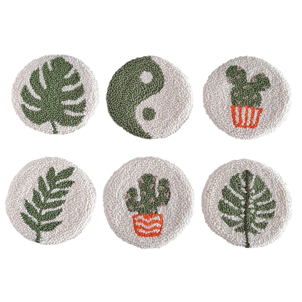 Plant Punch Needle Coasters Kits 6 Pack