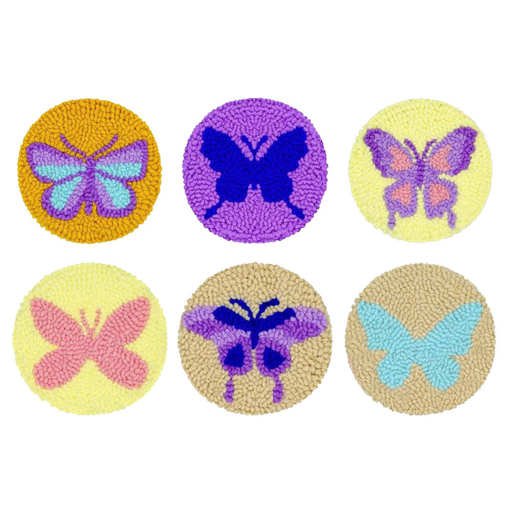 Butterfly Punch Needle Coasters Kits 6 Pack