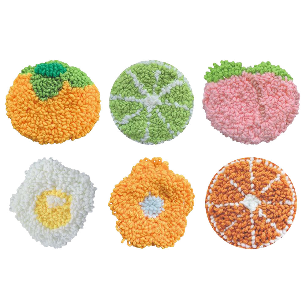 Fruit Slice Punch Needle Coasters Kits 6 Pack