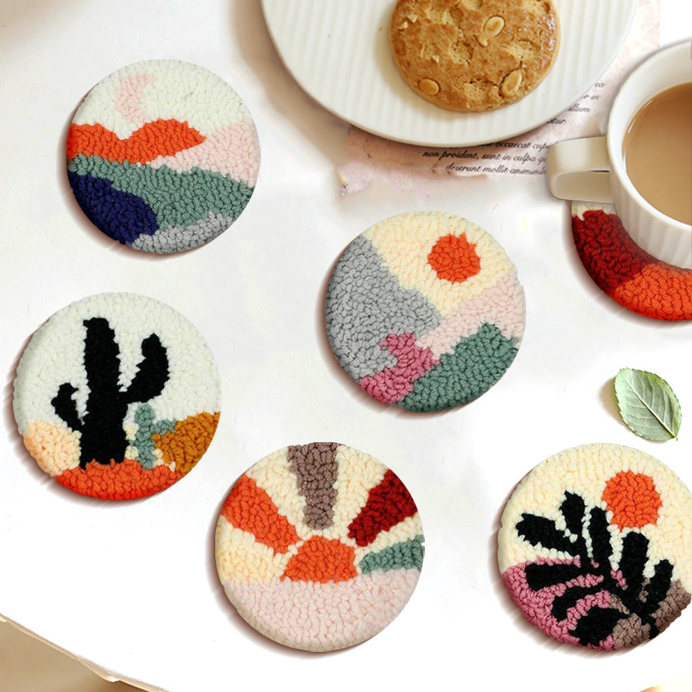 Desert Sunset Punch Needle Coasters Kits 6 Pack