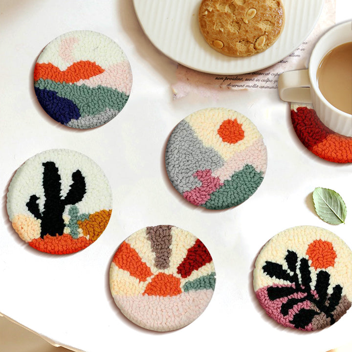 Desert Sunset Punch Needle Coasters Kits 6 Pack