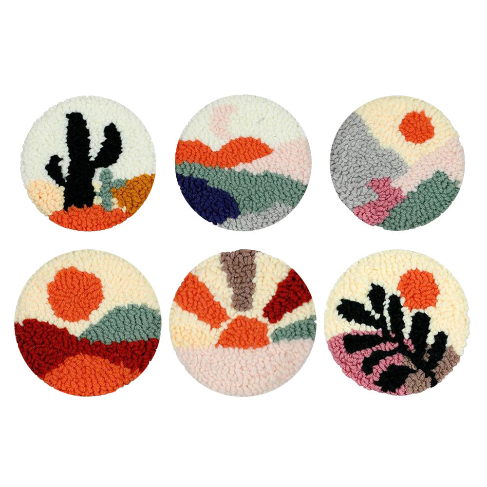 Desert Sunset Punch Needle Coasters Kits 6 Pack