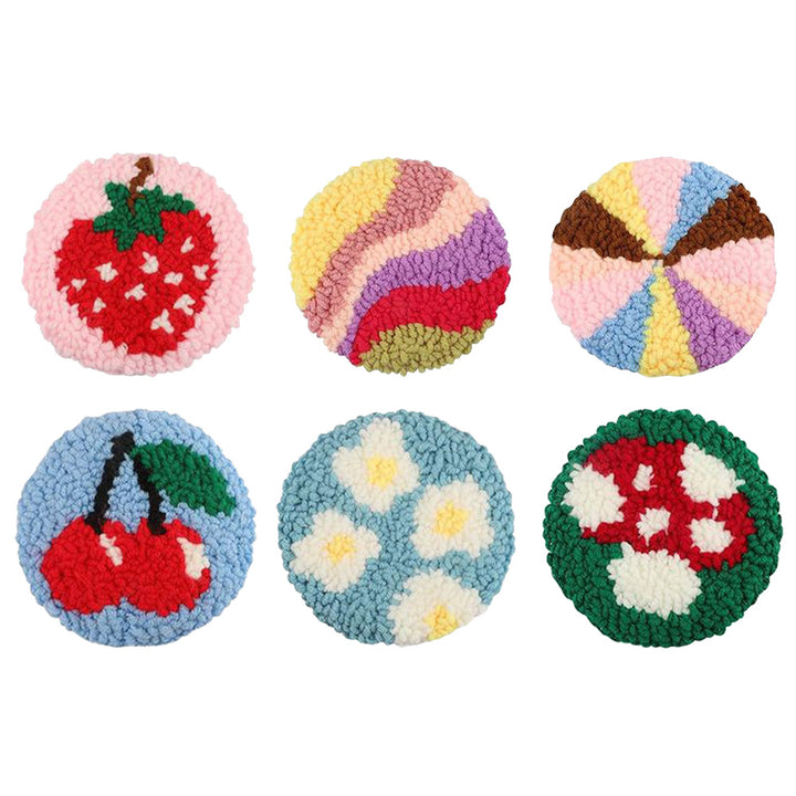 Berry & Floral Punch Needle Coasters Kits 6 Pack