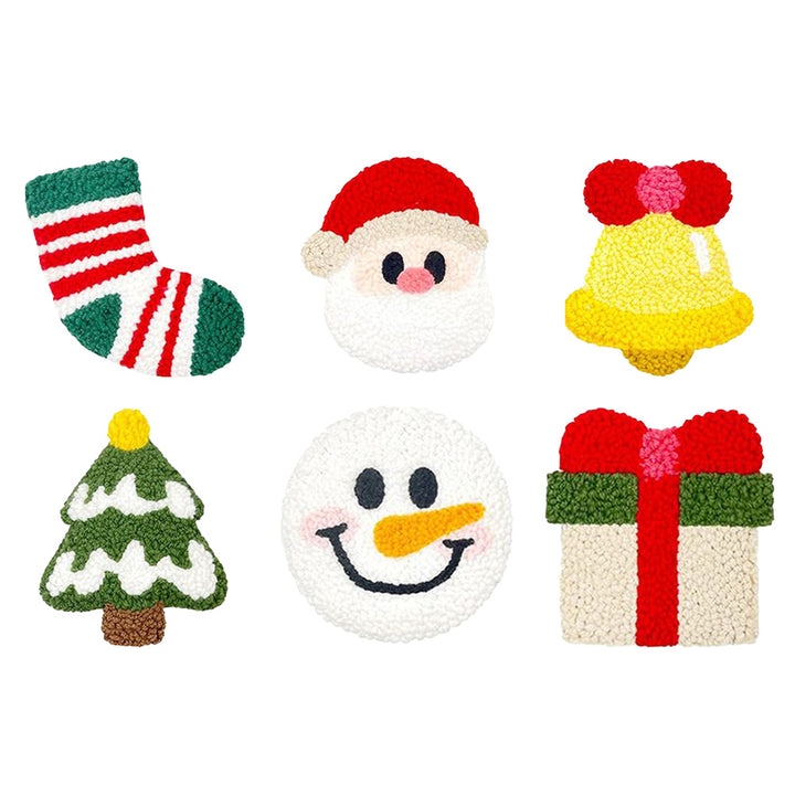 Christmas Decoration Punch Needle Coasters Kits 6 Pack