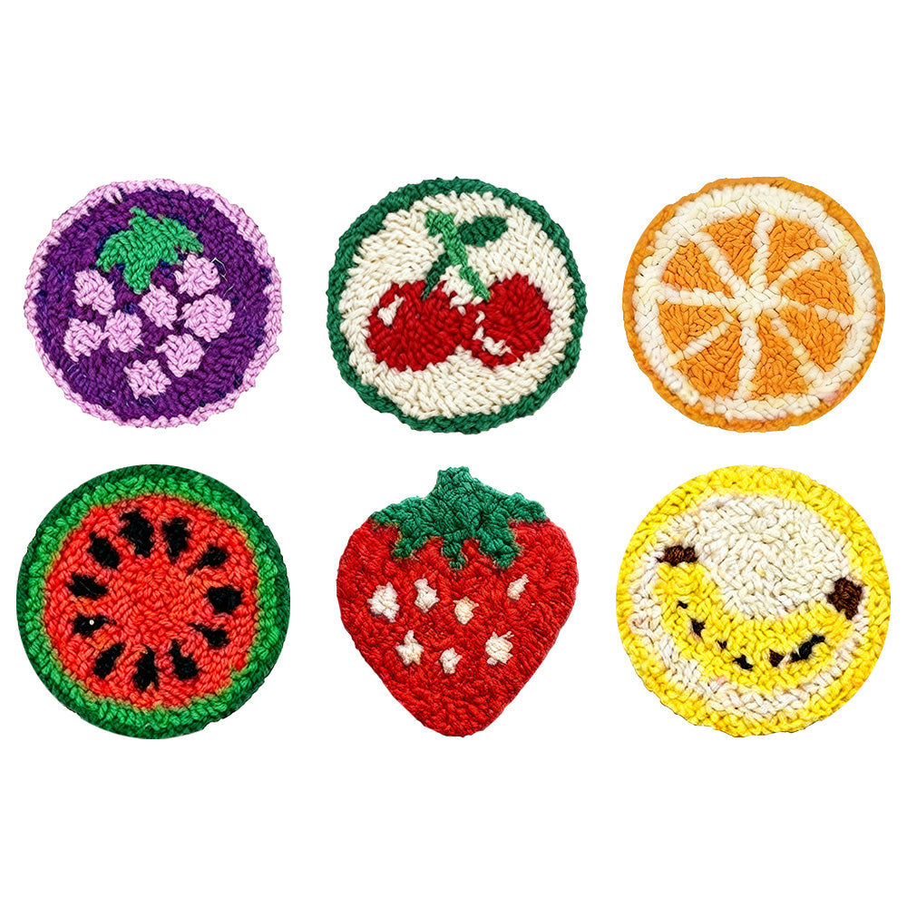 Fruit Slice Punch Needle Coasters Kits 6 Pack