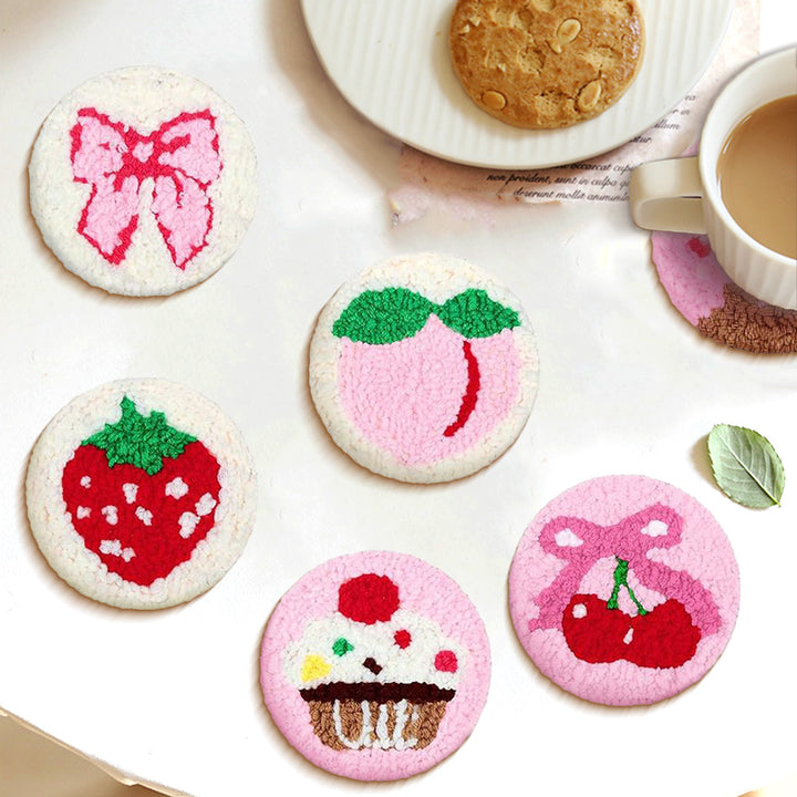 Dessert Punch Needle Coasters Kits 6 Pack