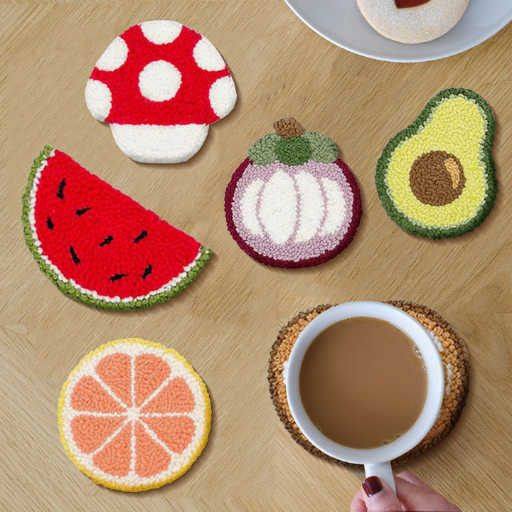 Fruit & Snack Punch Needle Coasters Kits 6 Pack