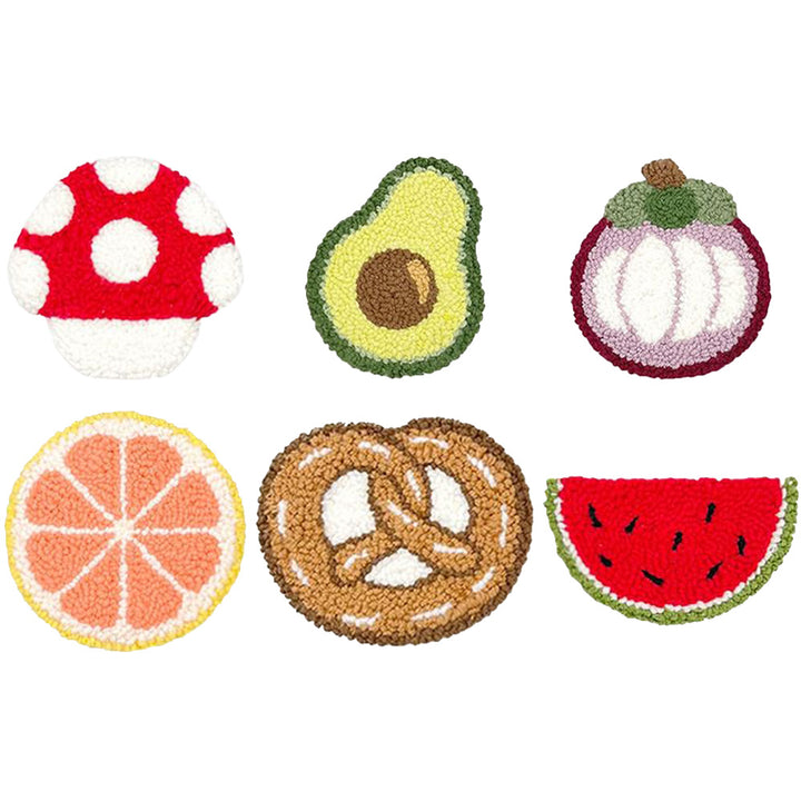 Fruit & Snack Punch Needle Coasters Kits 6 Pack