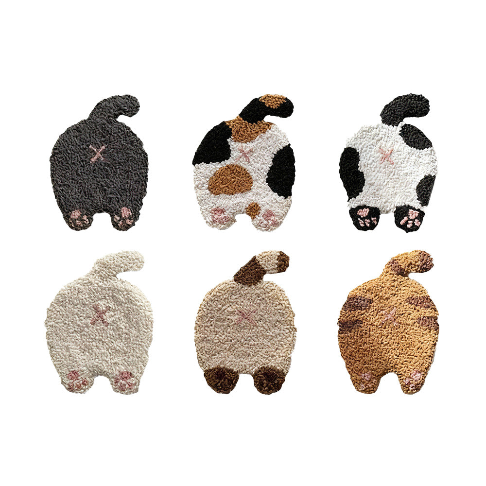 Cat Butt Punch Needle Coasters Kits 6 Pack