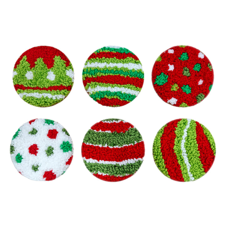 Christmas Colors Punch Needle Coasters Kits 6 Pack
