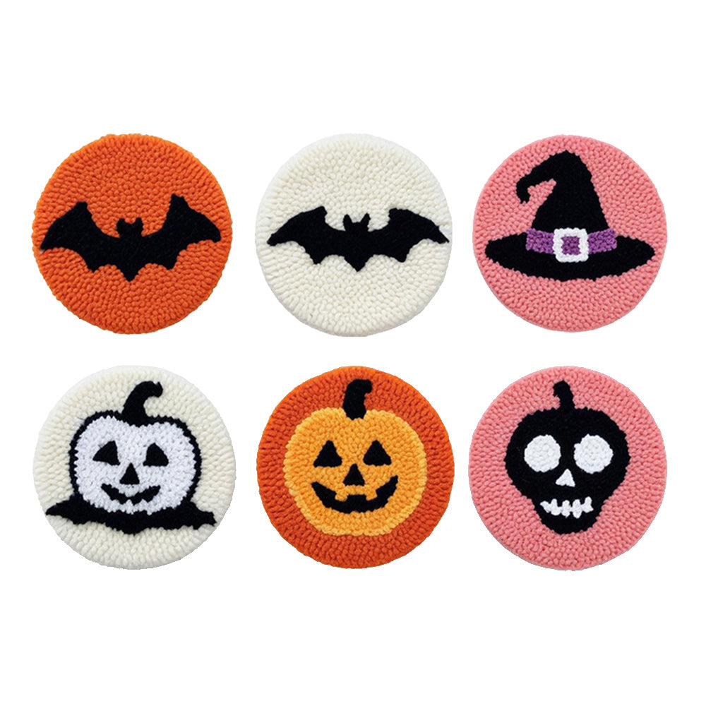 Halloween Elements Punch Needle Coasters Kits 6 Pack