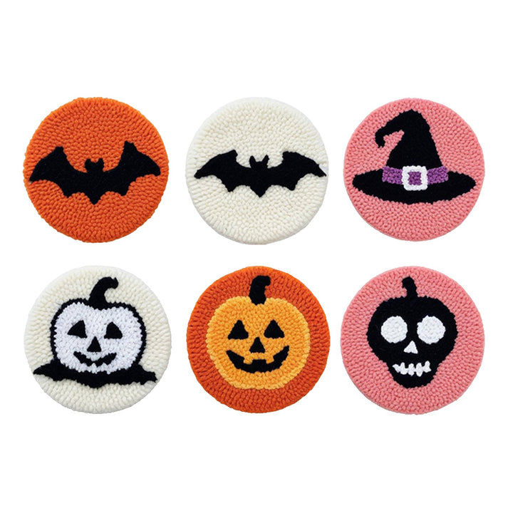 Halloween Elements Punch Needle Coasters Kits 6 Pack