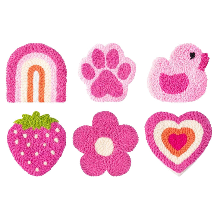 Pink Decorations Punch Needle Coasters Kits 6 Pack