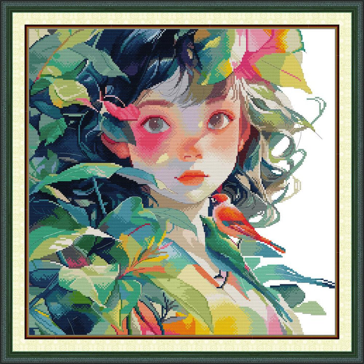 Girl and Bird Cross Stitch Kits