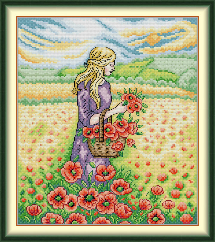 The Girl Who Picks Flowers Cross Stitch Kits