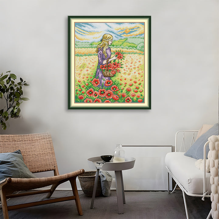 The Girl Who Picks Flowers Cross Stitch Kits