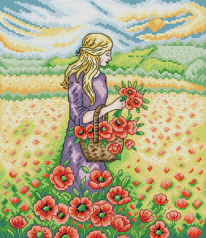The Girl Who Picks Flowers Cross Stitch Kits