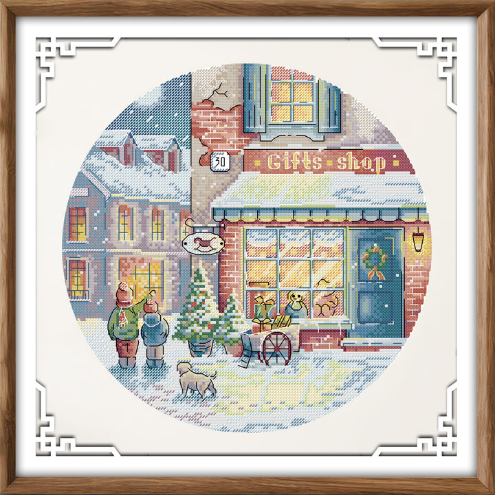 Christmas Eve Gift Shop Cross Stitch Kits