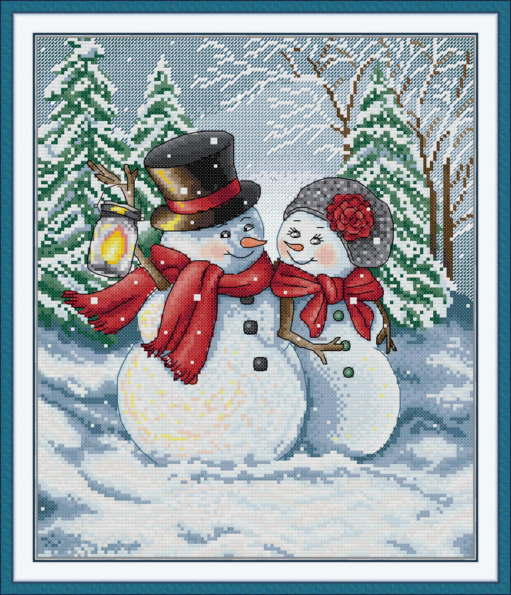 Snowman Couple Cross Stitch Kits