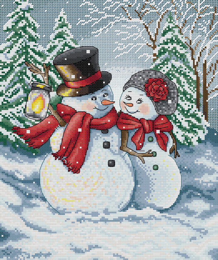 Snowman Couple Cross Stitch Kits
