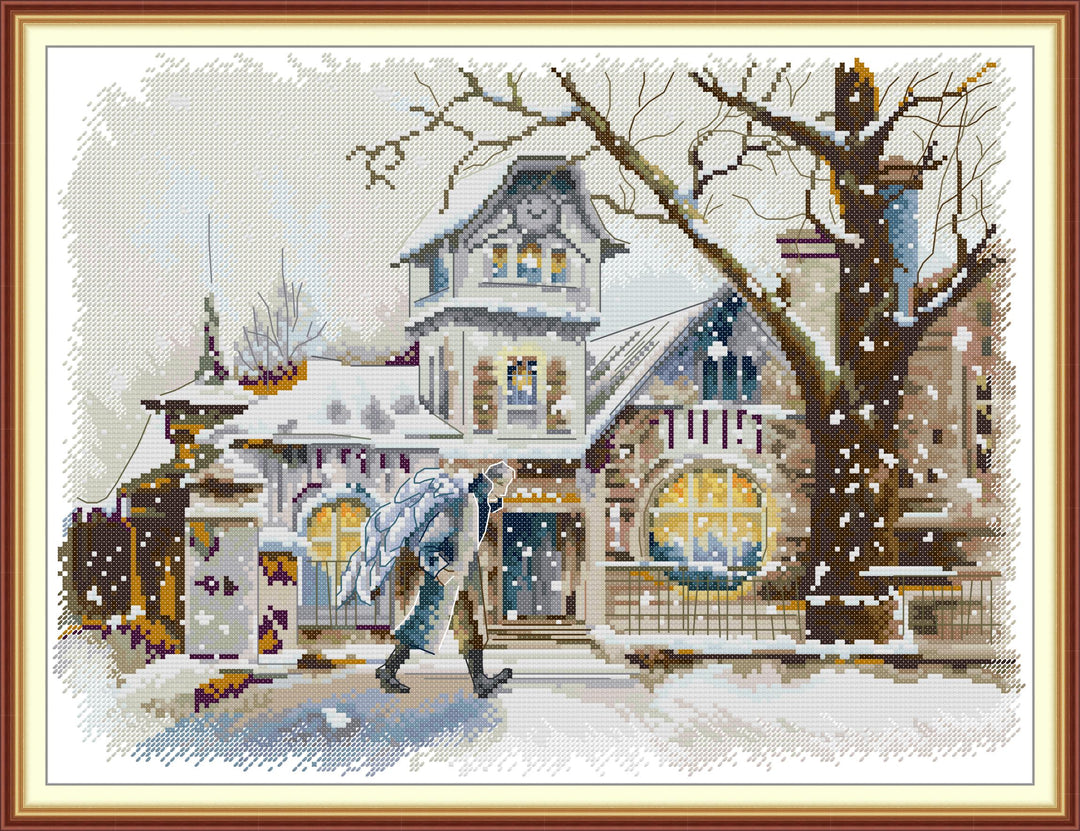 Angel Walking in the Snow Cross Stitch Kits
