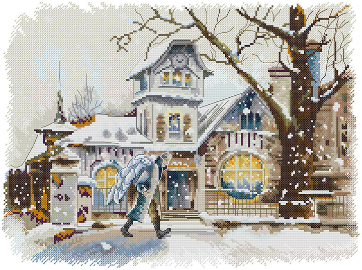 Angel Walking in the Snow Cross Stitch Kits