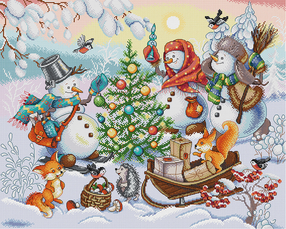 Snowman Party Cross Stitch Kits