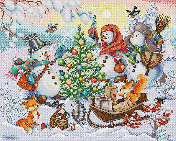 Snowman Party Cross Stitch Kits
