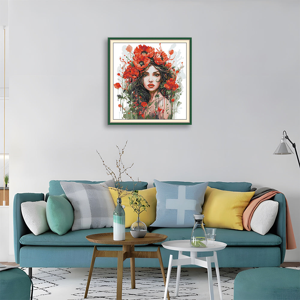 The Girl with Carnations Cross Stitch Kits