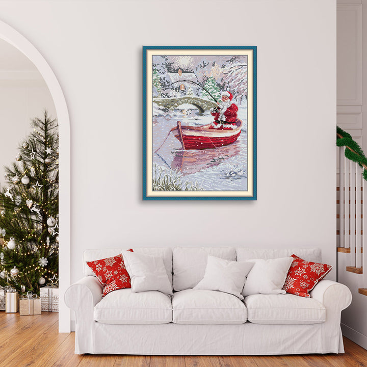 Fishing Santa Claus Cross Stitch Kits