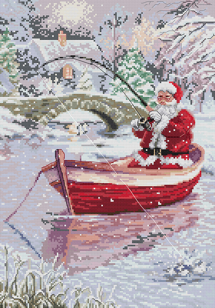 Fishing Santa Claus Cross Stitch Kits