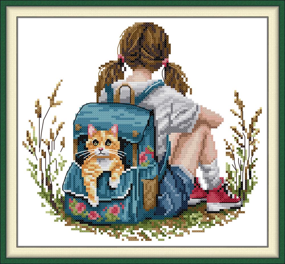 The Girl and the Kitten Cross Stitch Kits