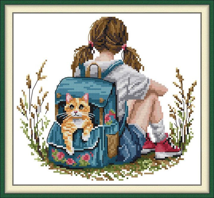 The Girl and the Kitten Cross Stitch Kits