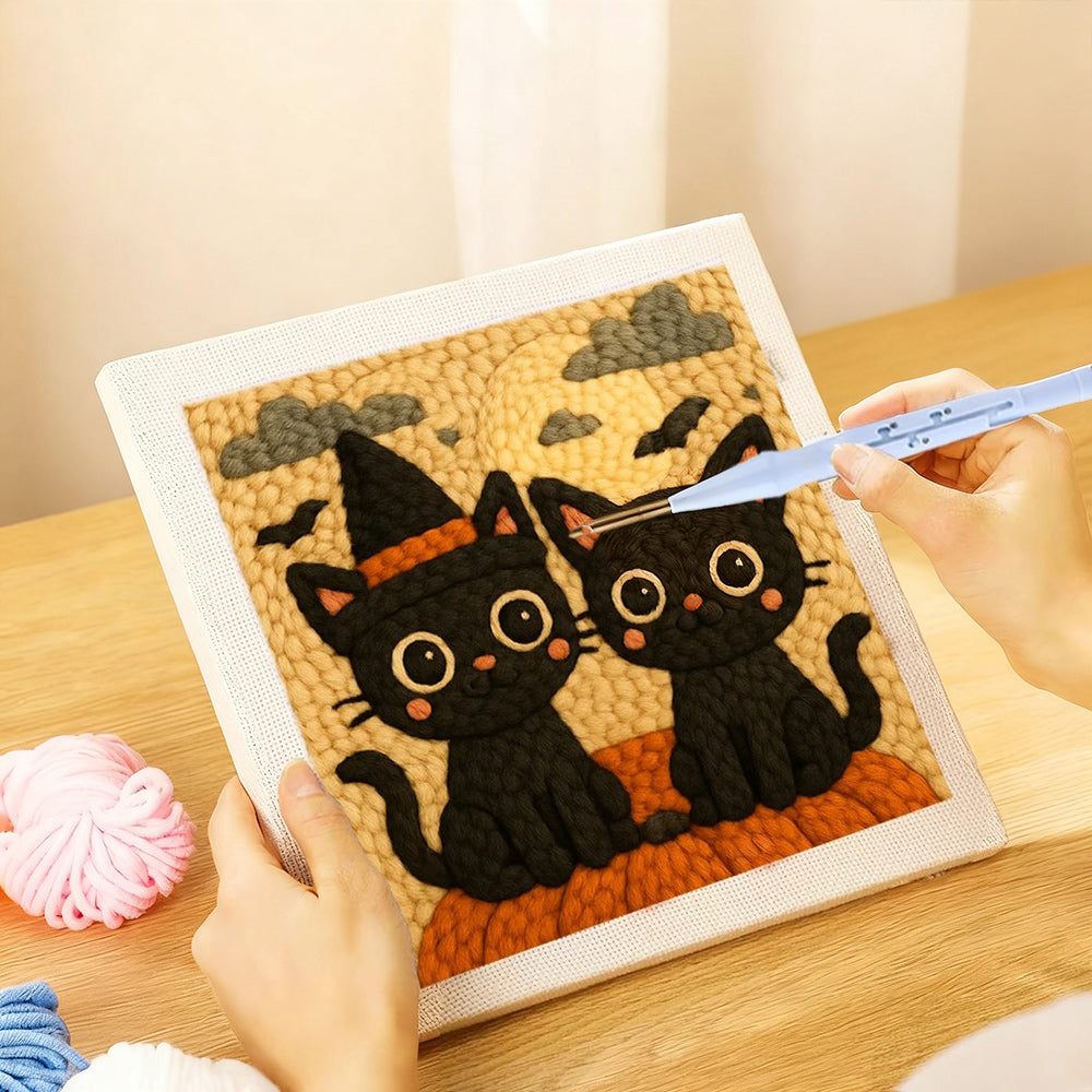 Warm Tone Pear Coffee Punch Needle Embroidery Kits