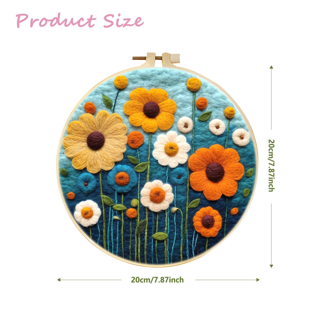 Kitten in Flowers Wool Needle Felting Painting Kit