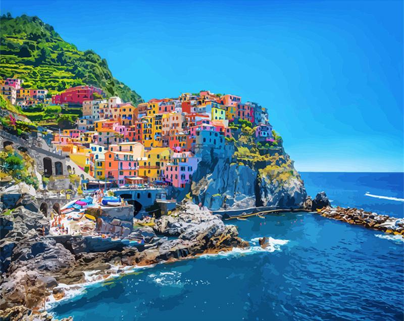 Manarola Town Cross Stitch Kits