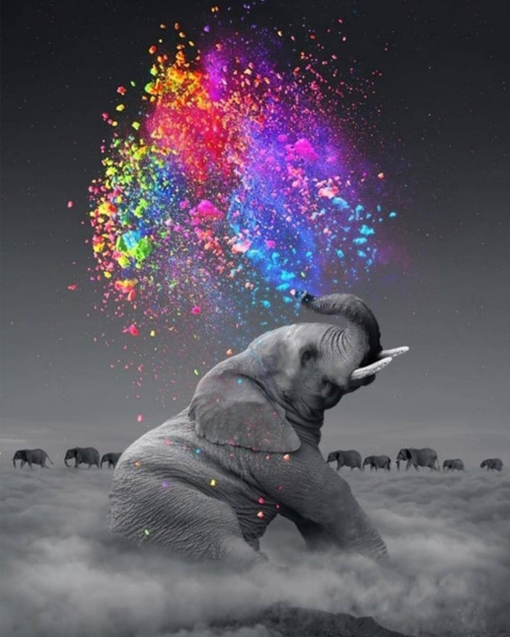 Elephant Sprays Colored Powder Cross Stitch Kits