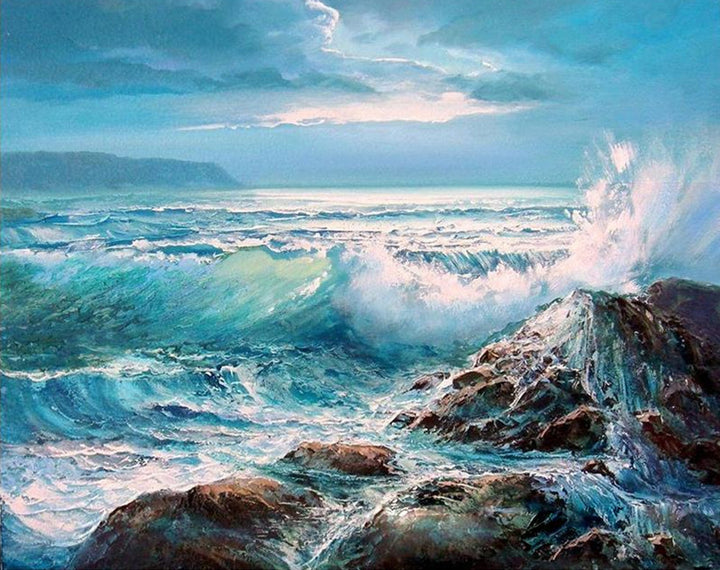 Waves Hitting the Shore Cross Stitch Kits