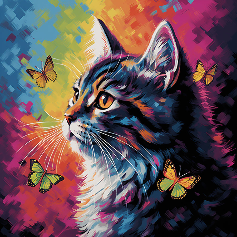 Kitten Looking at Butterfly Cross Stitch Kits
