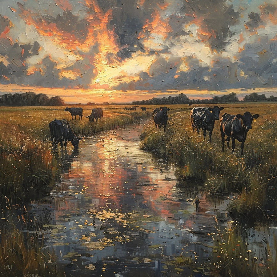 Herd of Cattle Eating Grass Cross Stitch Kits