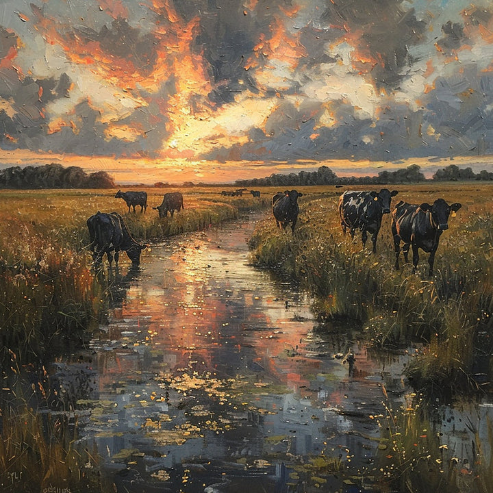 Herd of Cattle Eating Grass Cross Stitch Kits