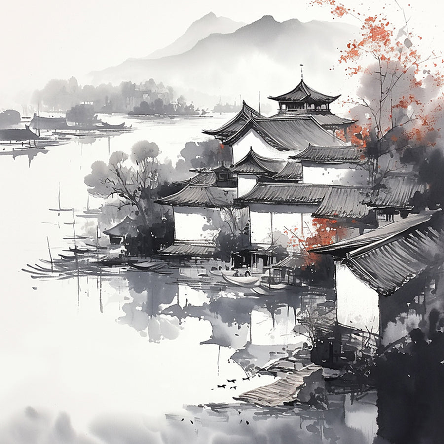 Ink Painting Town Cross Stitch Kits