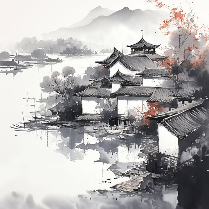 Ink Painting Town Cross Stitch Kits