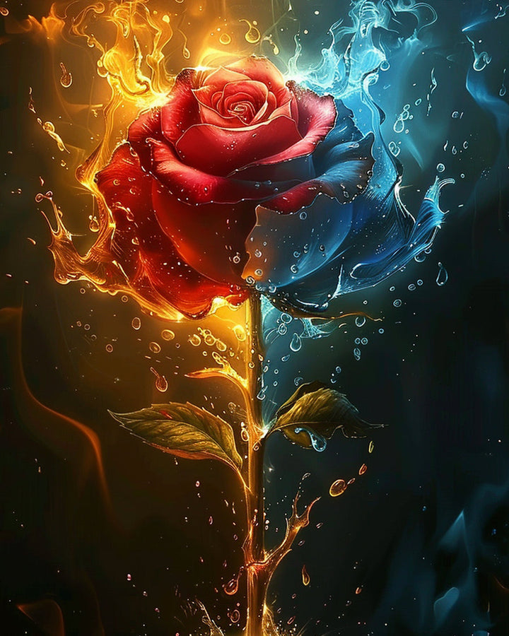 Ice and Fire Rose Cross Stitch Kits