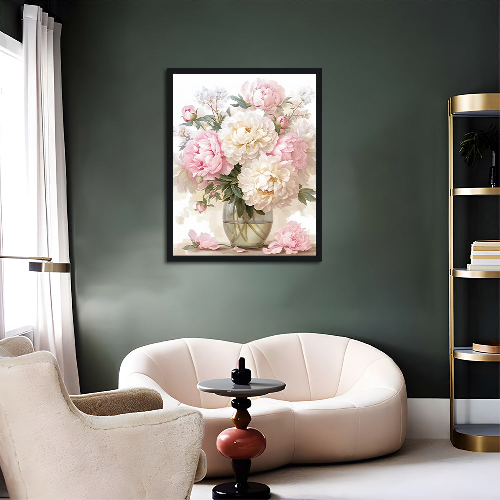 Pink and White Peony Cross Stitch Kits