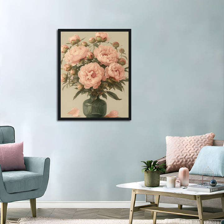 Pink Paeonia Vase Cross Stitch Kits