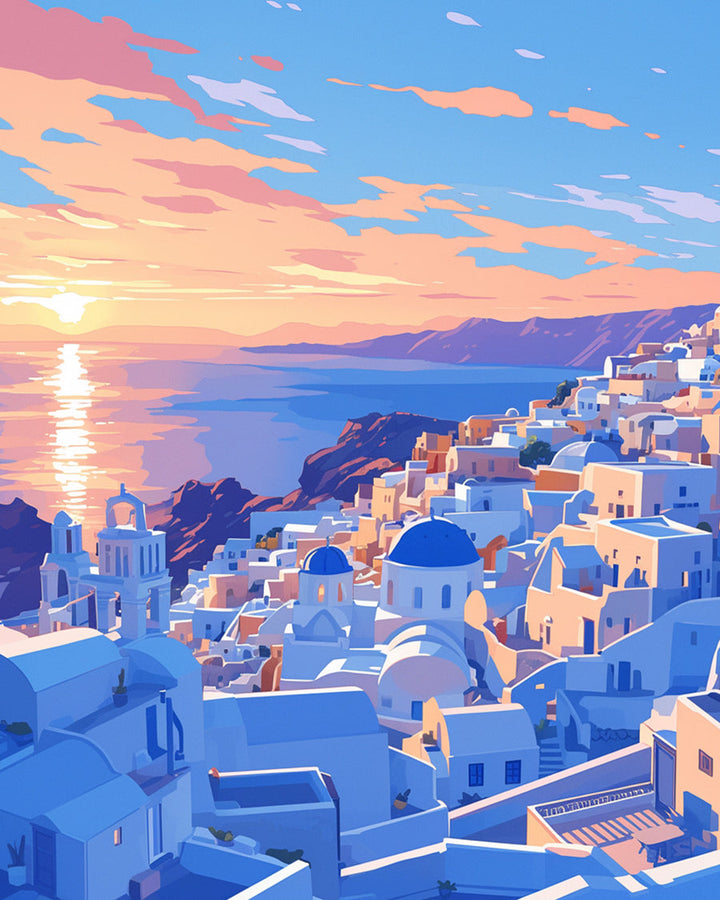 Sunset in Santorini Cross Stitch Kits